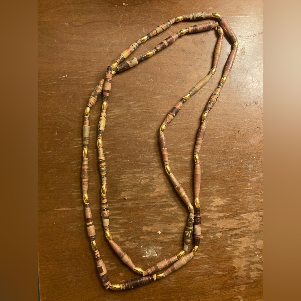 Vintage Paper Bead Necklace